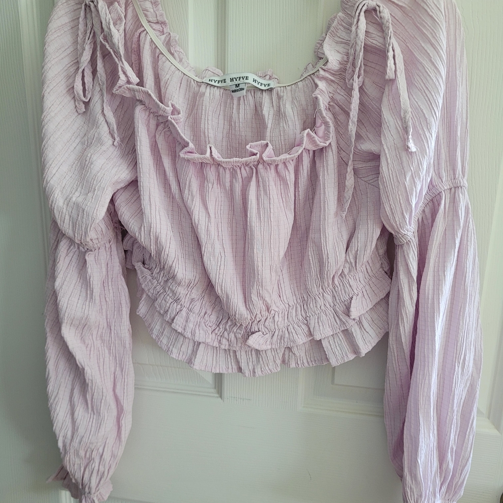 HYFVE Pink Ruffled Long Sleeve Blouse